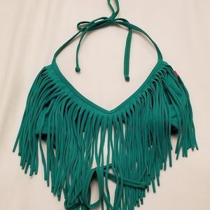 Green fringe bikini top